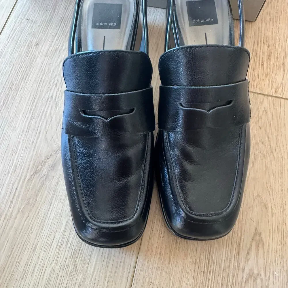 Dolce Vita Nada Black Crinkle Patent Loafer 9